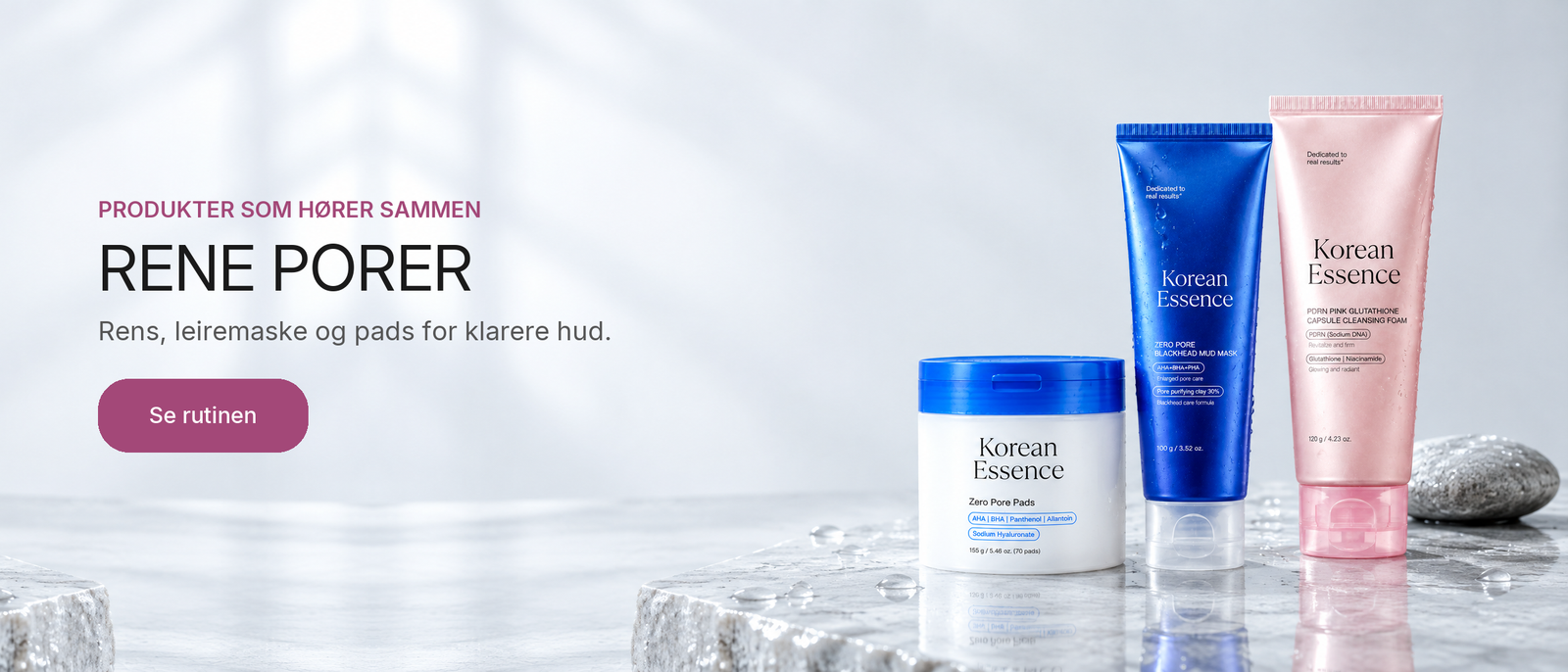 Rene porer: Rens, leiremaske og pads for klarere hud. Se rutinen.