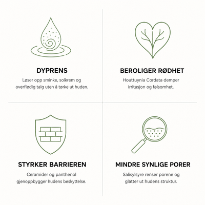 Komplett hudpleierutine i fire steg med Houttuynia Cordata