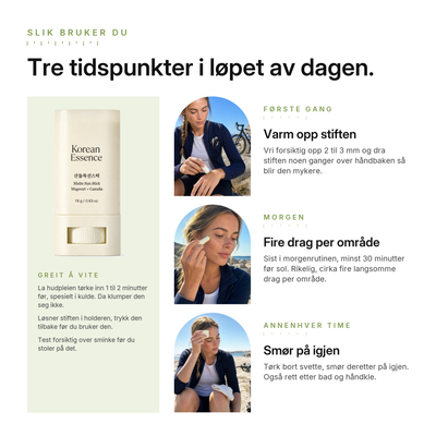 Mugwort Matt Solstift SPF50+, slik bruker du
