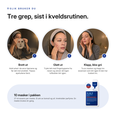 NMF Fuktgivende Sheet Mask, 10-pack, slik bruker du