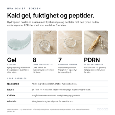 PDRN Hydrogel Øyelapper, nøkkelingredienser