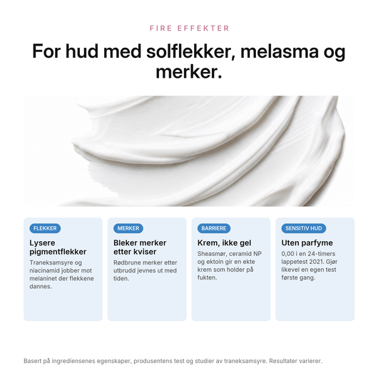 TXA Pigmentkrem, fordeler